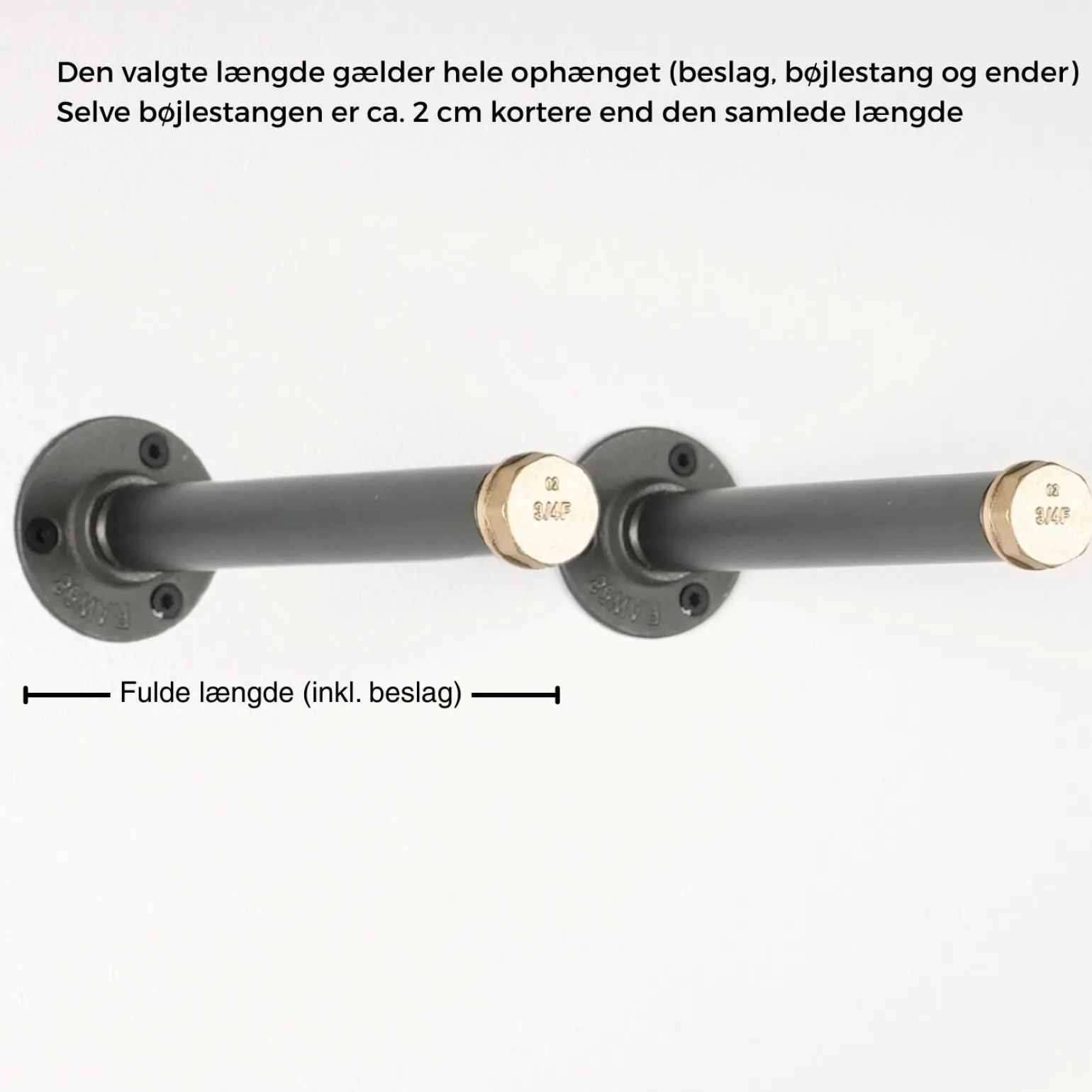 Bøjlestang EBBA sort med messing