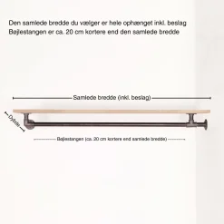 Bøjlestang LIAM sort med hylde
