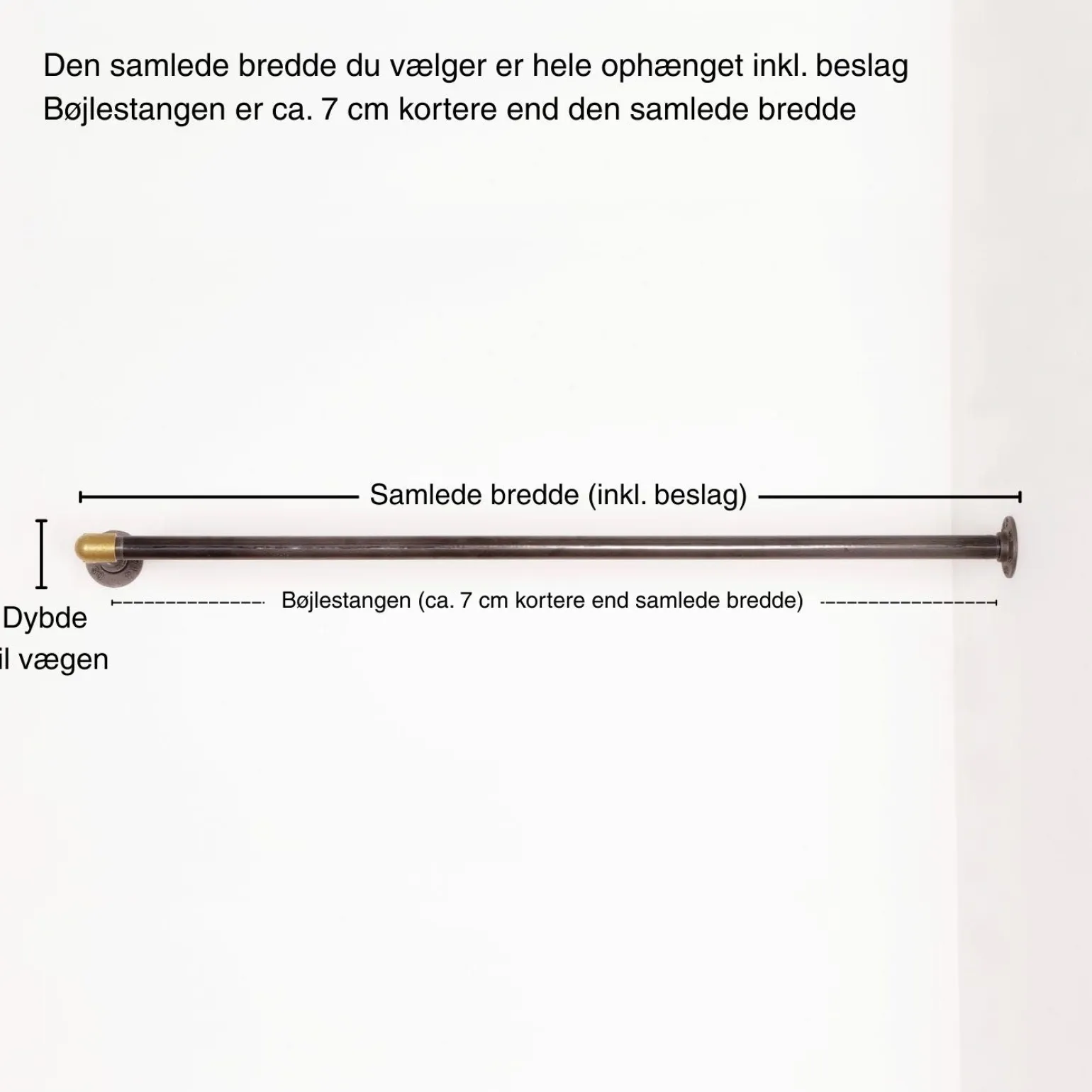 Bøjlestang LIAM sort med messing