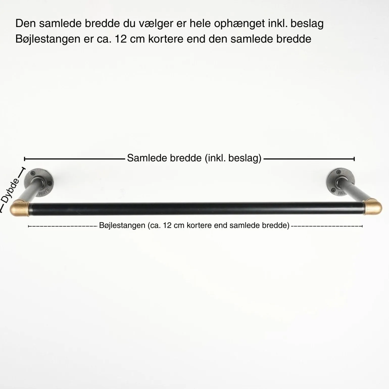 Bøjlestang SARA sort med messing