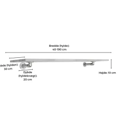 Hyldeknægte ELLA sølv med hylde (40 cm dybde)