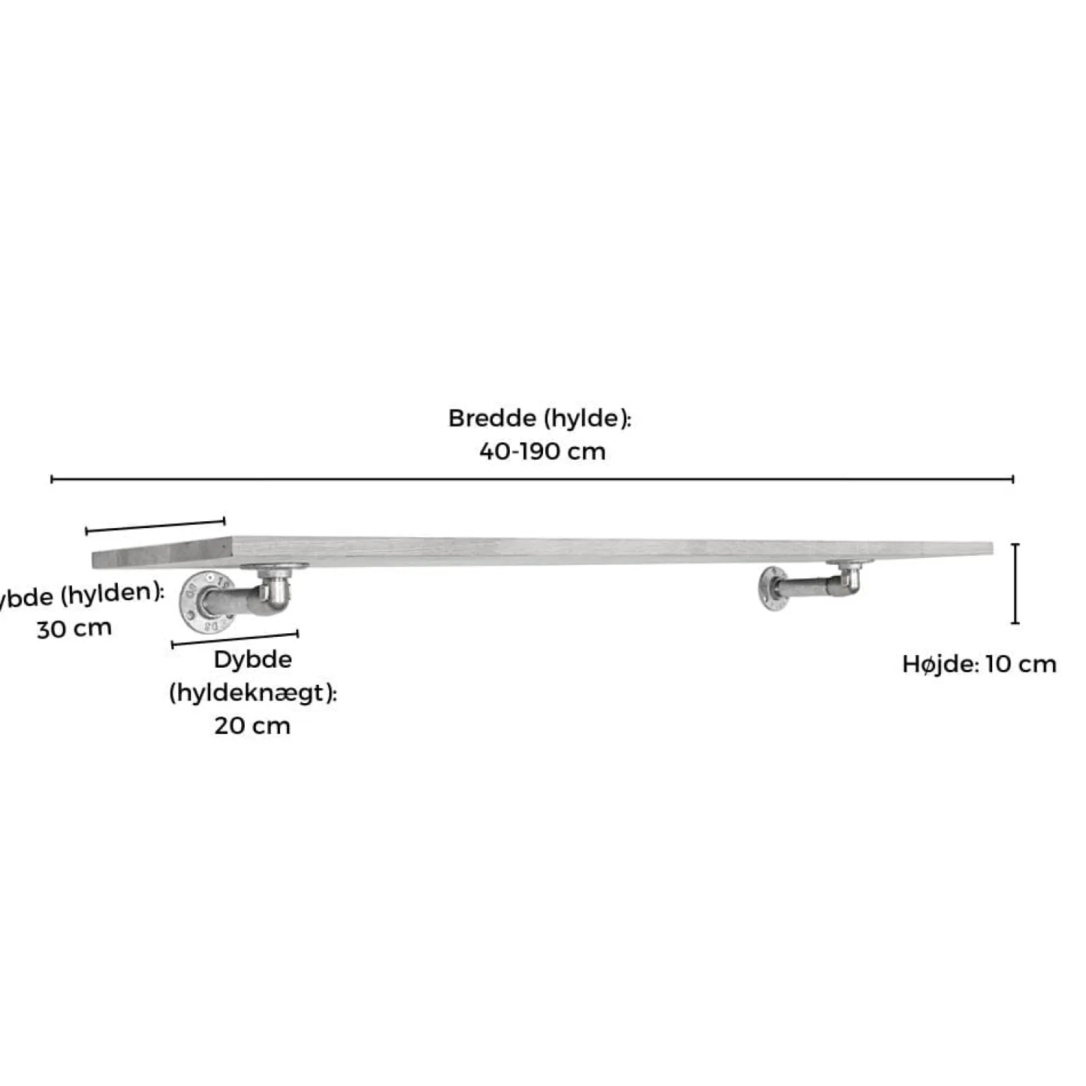 Hyldeknægte ELLA sort med hylde (40 cm dybde)