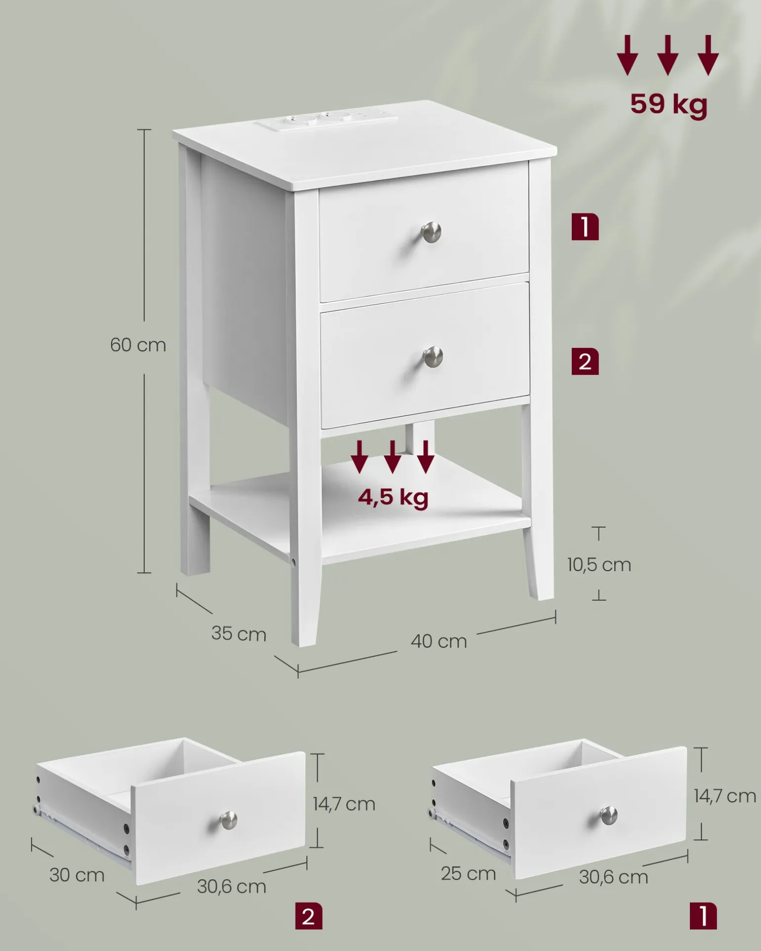 Oscar senge- og sidebord