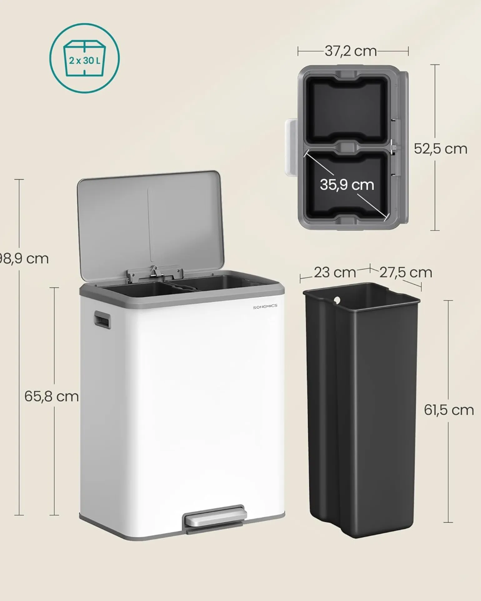 Simon skraldespand | 2x30 L