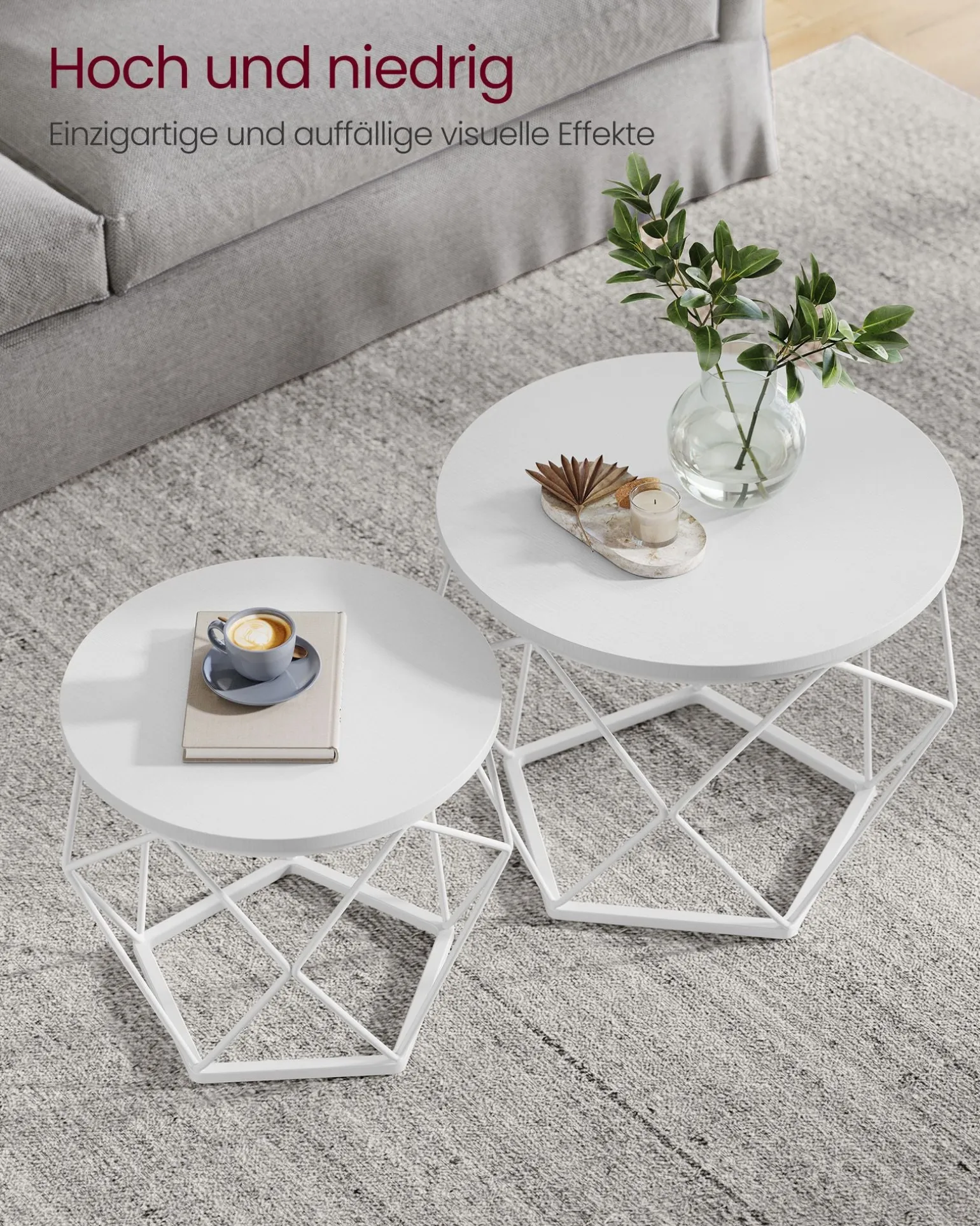 Sofia sengebord/sofabord/sidebord - 2 stk.- Hvid