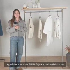 Tøjstativ EMMA sølv med hylde