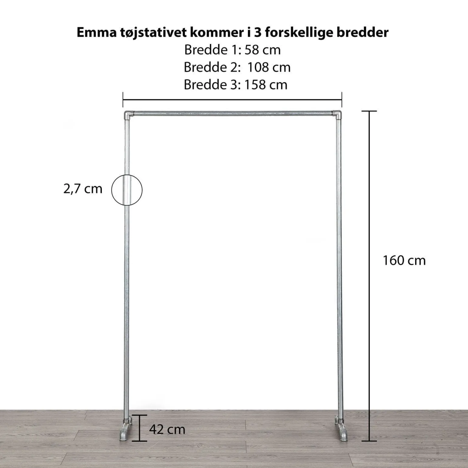 Tøjstativ EMMA sølv med messing
