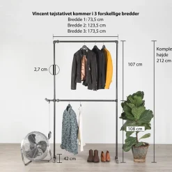 Tøjstativ VINCENT sort med messing - bestil på specialmål