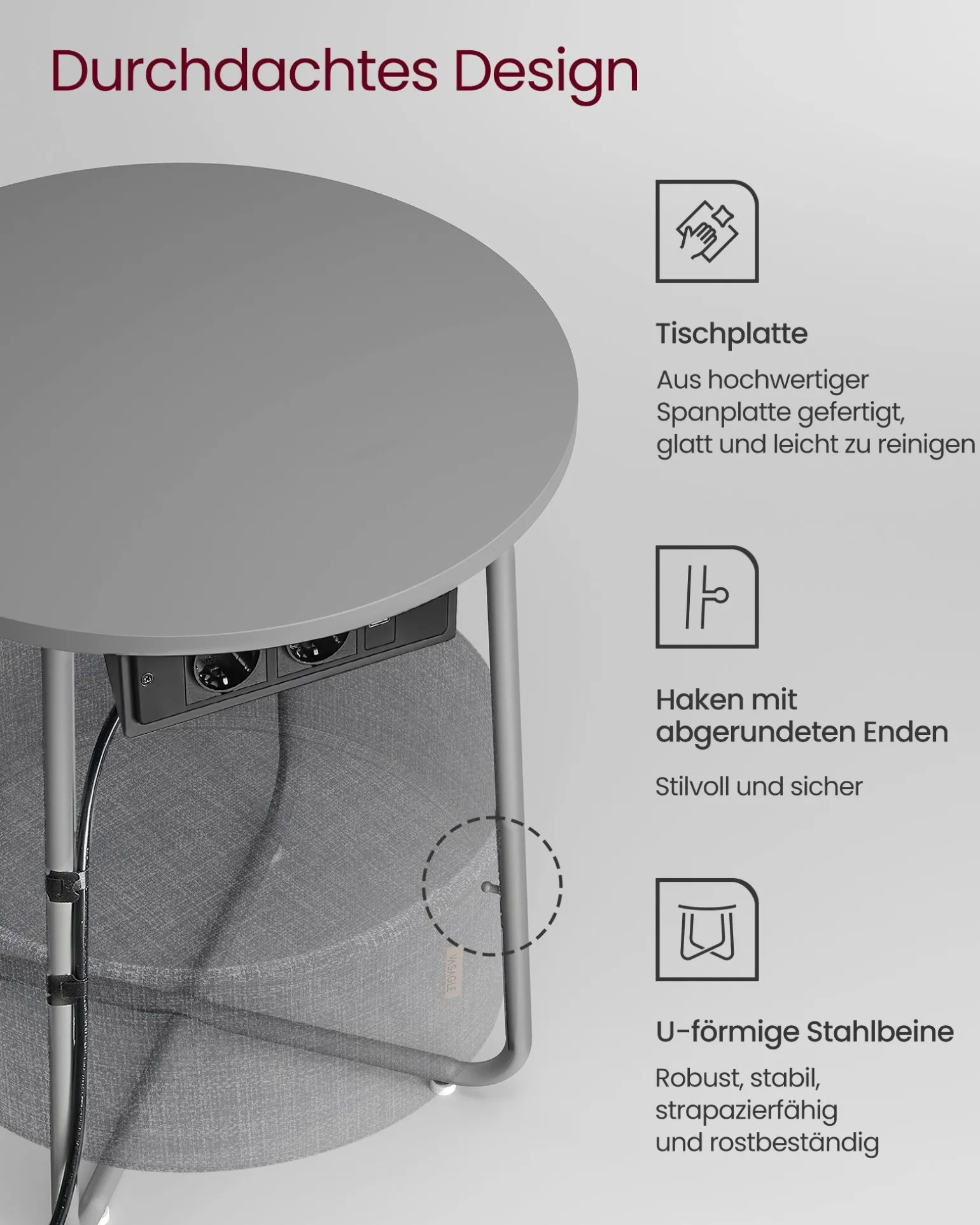 Tokyo senge- og sidebord - Grå