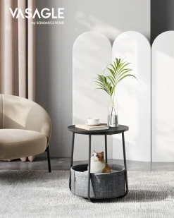 William senge- og sidebord- Sort/grå kurv